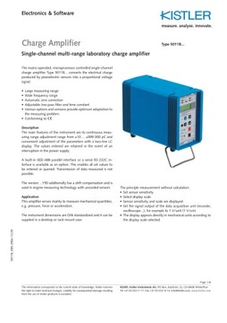 ЛАБОРАТОРНЫЙ УСИЛИТЕЛЬ ЗАРЯДА KISTLER 5011