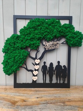 Дерево с мхом смелым с семейной семьей 50 см моховой царапин проект