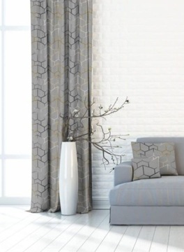 Zasłona gotowa glamour szara geometryczna Velvet
