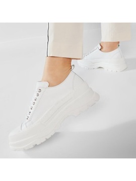 Białe skórzane trampki sportowe buty półbuty damskie sneakersy Karino 37