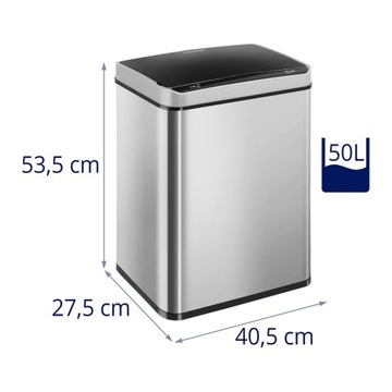 БЕСКОНТАКТНЫЙ МУСОРНЫЙ БАК 50Л INOX ДАТЧИК ДВИЖЕНИЯ