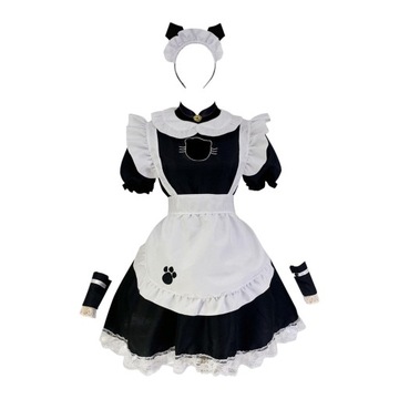 Kostium francuski, sukienka cosplay anime z opaską na fartuch słodki garnitur makijaż S