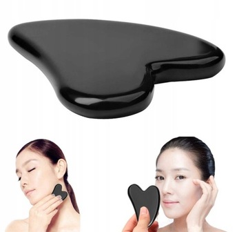 KAMIEŃ MASAŻER GUA SHA DO TWARZY PŁYTKA OBSYDIAN