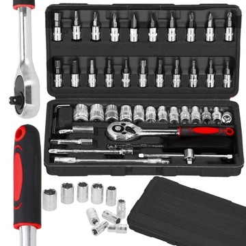 НАБОР ТОРЦЕВЫХ КЛЮЧЕЙ 46 шт. КЛЮЧИ ТОРЦЕВЫЕ, ЗАКАЛЕННАЯ СТАЛЬ, НАСАДКИ AMBUS