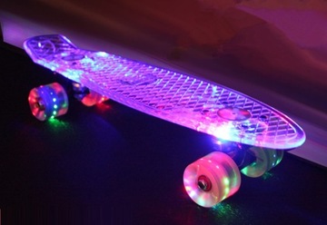 СКЕЙТБОРД FISZA С ПОЛНЫМ ОСВЕЩЕНИЕМ КОЛЕСА СВЕТОДИОДНАЯ ДОСКА USB