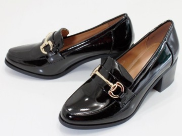 ТУФЛИ, МОКАСИНЫ НА ВЫСОКОМ КАБЛУКЕ, ЧЕРНАЯ ОКРАШЕННАЯ CM49 39