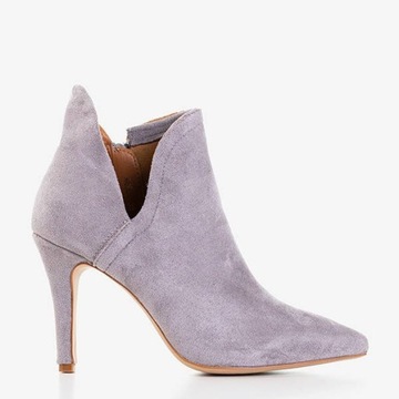 BELLA PARIS BOTKI NA SZPILCE ZAMSZOWE GRAY R39