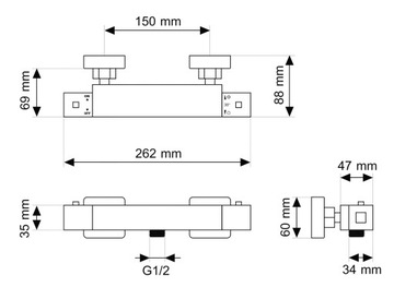 ДУШЕВОЙ НАБОР RAINBRAFT ТЕРМОСТАТИЧЕСКИЙ ДЛЯ ВАННОЙ ТУГЕЛА