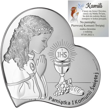 Pamiątka Pierwszej Komunii Świętej Prezent srebrno