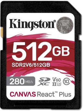 Karta pamięci SD KINGSTON REACT PLUS 512GB 280/150MB/s V60