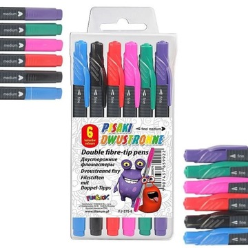 Flamastry dwustronne 6 kolorów Fun&Joy