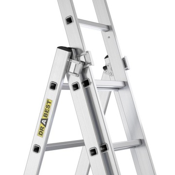 Трехсекционная алюминиевая лестница, 11 ступеней, 150 кг.