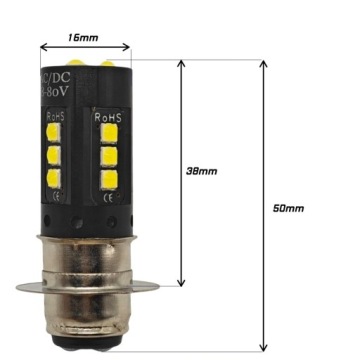 P15D Светодиодная лампа H6M, T19, PX15D 8-80В белая 1200лм