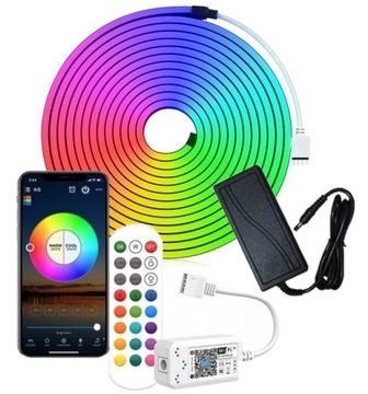 1,45m Taśma Led NEON Flex RGB Aplikacja WIFI Pilot