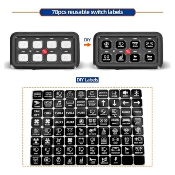 ПАНЕЛЬ УПРАВЛЕНИЯ 8 СВЕТОДИОДНЫХ ПЕРЕКЛЮЧАТЕЛЕЙ СИНИЙ СВЕТОДИОДНЫЙ ВНЕДОРОЖНЫЕ НАКЛЕЙКИ KPL
