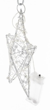 WISZĄCA OZDOBA SREBRNA GWIAZDA LED 20CM