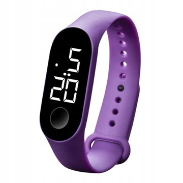 Zegarek sportowy na rękę z cyfrowym ekranem LED dla mężczyzn, kobiet, chłopców, dziewcząt, fioletowy