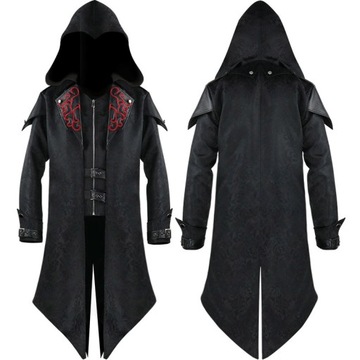 Męski średniowieczny płaszcz Halloween Gothic,XXL