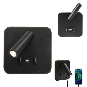 LAMPKA ŚCIENNA LED DO CZYTANIA Z ŁADOWANIEM USB PRZY ŁÓŻKU DLA HOTELU