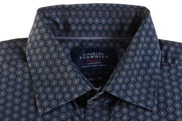 CHARLES TYRWHITT granatowa koszula męska deseń slim fit bawełna M k 40