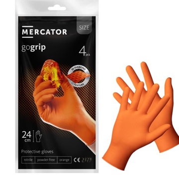 Rękawice warsztatowe rękawiczki nitrylowe MOCNE GRUBE GOGRIP ORANGE 4 szt.