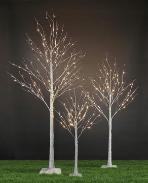 MEGA Drzewko LED BRZOZA 150cm Białe Zimne LAMPKI ŚWIECI