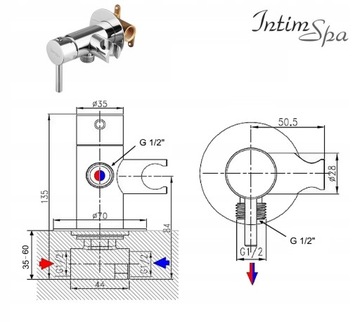 Смеситель Bidetta MIXA с ручкой IntimSpa