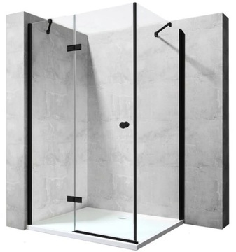 KABINA DRZWI UCHYLNE 100x100 szkło8mm CZARNY PROFI