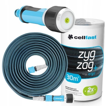 CELLFAST WĄŻ OGRODOWY ROZCIĄGLIWY ZRASZAJĄCY ZYG ZAG 30M W ZESTAWIE POLSKI