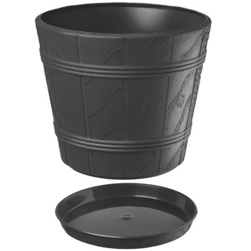 ЦВЕТОЧНЫЙ ГОРШОК С КРЫШКОЙ НА ПОДСТАВКЕ ГРАФИТ 38см