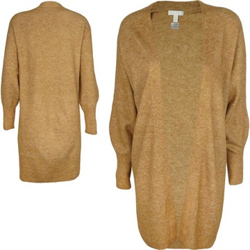 H&M Klasyczny Kobiecy Karmelowy Mięciutki Sweter Narzuta Wełna Oversize 38