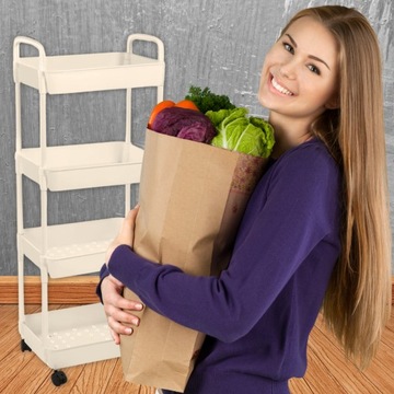 Кухонная тележка СТОЛ НА КОЛЕСАХ 4-ЯРУСНАЯ ТЕЛЕЖКА С ЗАМКОМ НА КОЛЕСАХ