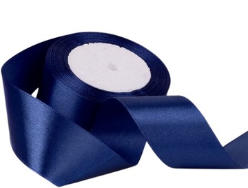 Wstążka taśma tasiemka atłasowa satynowa granatowa 38mm 32m