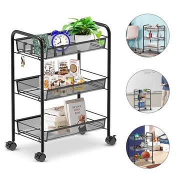 Мобильная полка Halsen, 3 уровня, черный