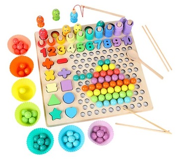 DREWNIANE LICZYDŁO SORTER RYBKI CYFRY MONTESSORI