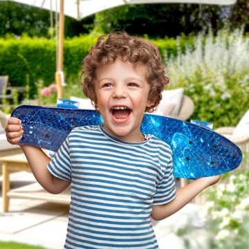 СКЕЙТБОРД FISZKA ДЛЯ ДЕТЕЙ С ПОДСВЕТКОЙ КОЛЕСА LED DRIFT ДЛИНОЙ 56 СМ GALAXY COSMOS