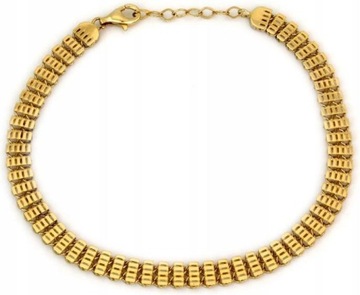 Złota bransoletka 585 taśma z ruchomych elementów elegancki wzór na prezent