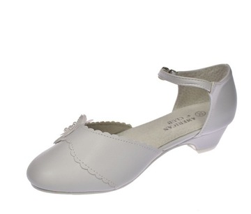 Туфли для причастия, балетки белого цвета, каблук 50/23, размер. 34
