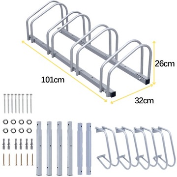 СТОЙКА ДЛЯ 4 ВЕЛОСИПЕДОВ Велосипедная парковка на 4 позиции Оцинкованный держатель