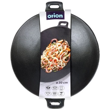 Wok ŻELIWNY duży patelnia głęboka azjatycka 30 cm