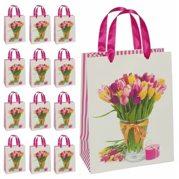 TOREBKI ŚWIĄTECZNE PAPIEROWE na PREZENTY - Torebka Prezent DeLux - 12 sztuk