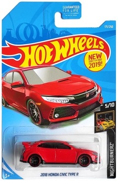 HOT WHEELS 2018 HONDA CIVIC TYPE R NIGHTBURNERZ 5/10 1:64 NOWY !!!