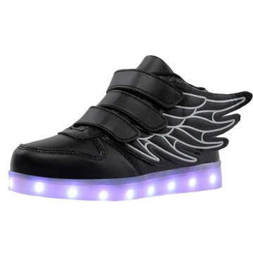 Buty LED 11 kolorów migających tenisówek dla dzieci czarne, 32 czarne