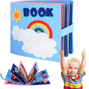 EDUKACYJNA SENSORYCZNA KSIĄŻECZKA 3D MONTESSORI ZABAWKA DO ĆWICZEŃ FILCOWA