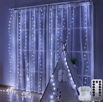 kurtyna świetlna LED 2x2m na BATERIE + pilot (regulacja wysokości)