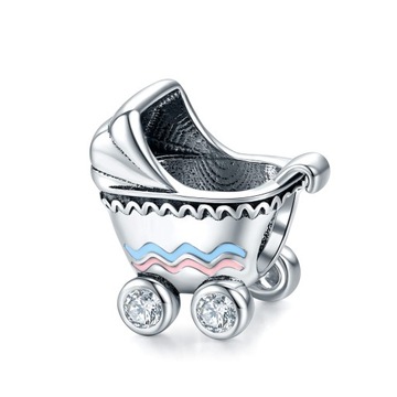 G177 Wózek dziecko charms koralik srebro 925