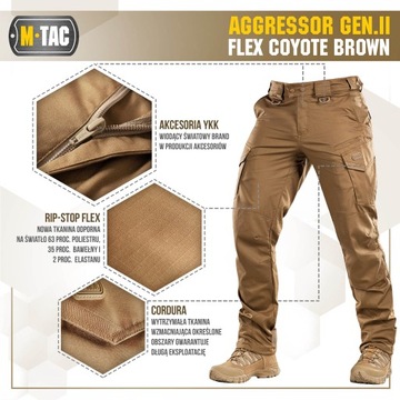 MTac Spodnie taktyczne Aggressor Gen.II Flex Coyote Brown 26/30