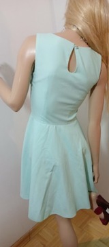 MOHITO miętowa sukienka rozkloszowana vintage 36/S