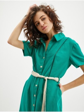 Zielona sukienka damska z lnu ORSAY