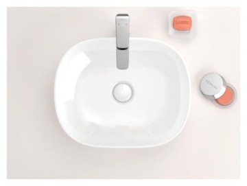 ПРОБКА ПЕРЕЛИВА CLICK-CLACK, КРУГЛАЯ, БЕЛАЯ, ДЛЯ РАКОВИН 2В1, КЕРАМИЧЕСКИЙ СЛИВ